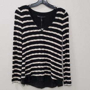WHBM V-Neck Striped Lace Sweaterm